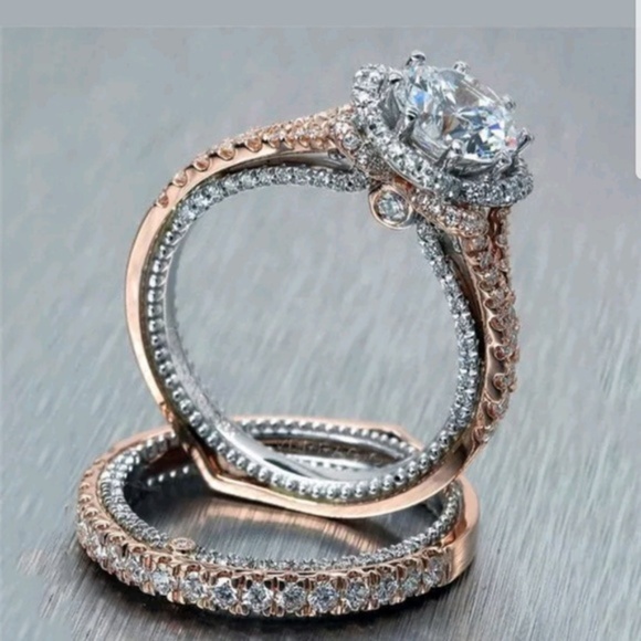 Aprilsplace Jewelry - Rose Gold and Silver Two Toned Wedding Ring CZ 8
